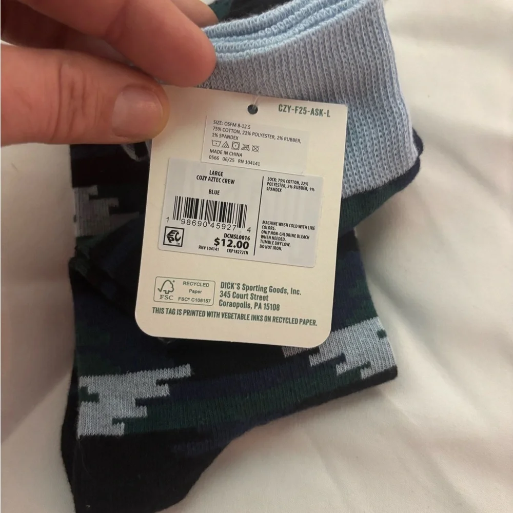NWT Men's Dicks Sporting Goods Cozy Dress Socks - Navy and Forest Green- Warm!
